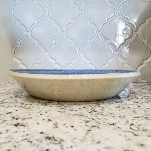 Vintage Milligan RP Pottery Stoneware Serving Chip and Dip Bowl Set Blue Speckle - Picture 5 of 12